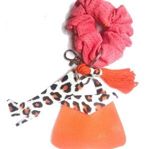 Keychain, Orange & Black Leopard Boot & Handbag & Wristlet & Tassel Keychain